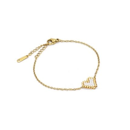 Ατσάλινο βραχιόλι καρδιά με χάντρες MIYUKI- Sweetheart Charm