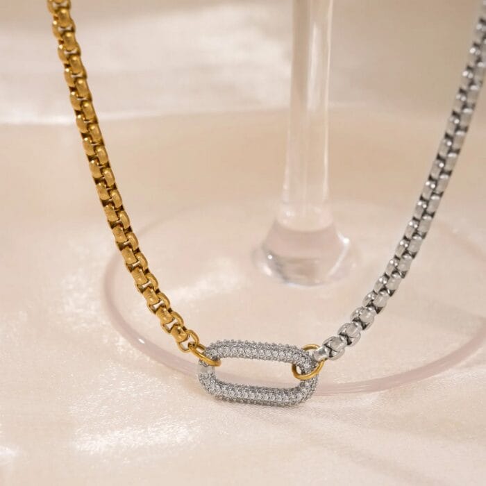 Δίχρωμη αλυσίδα από ανοιξείδωτο ατσάλι με σύνδεσμο από ζιργκόν- Power Chain - Image 4