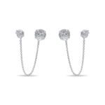 Ασημένια σκουλαρίκια με πέτρες ζιργκόν που συνδέονται με αλυσίδα- Linked Sparkle