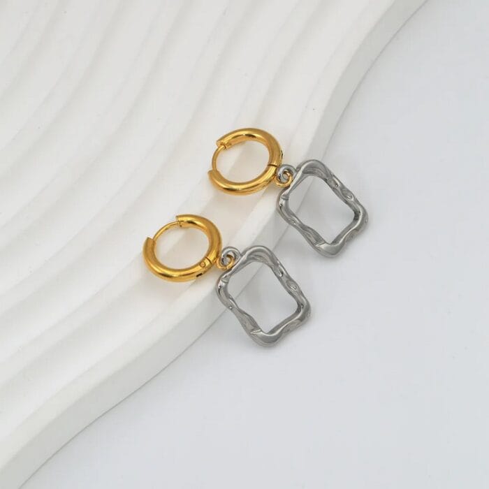 Σετ κολιέ και σκουλαρίκια από ατσάλι σε σχήμα πίνακα- Power Frame - Image 4