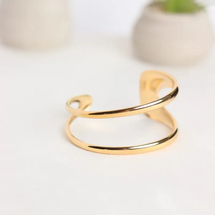 Διπλή επίχρυση ατσάλινη χειροπέδα – Dual Band Cuff