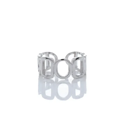 Ασημένιο δαχτυλίδι αλυσίδα- Silver Cut-Out