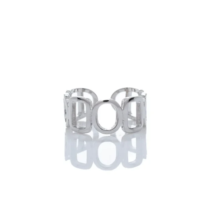 Ασημένιο δαχτυλίδι αλυσίδα- Silver Cut-Out