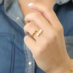 Επίχρυσο ατσάλινο δαχτυλίδι με πέρλες- Pearl Ring