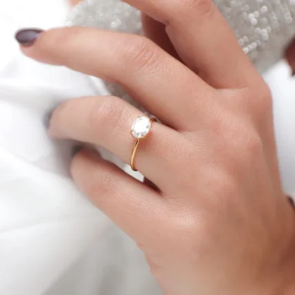 Επίχρυσο ατσάλινο μονόπετρο δαχτυλίδι - The Dazzle Ring