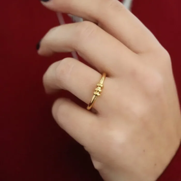 Επίχρυσο ατσάλινο δαχτυλίδι με κρικάκια - Knot Ring