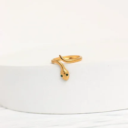 Επίχρυσο ατσάλινο δαχτυλίδι σε σχέδιο φιδιού - Serpent Ring