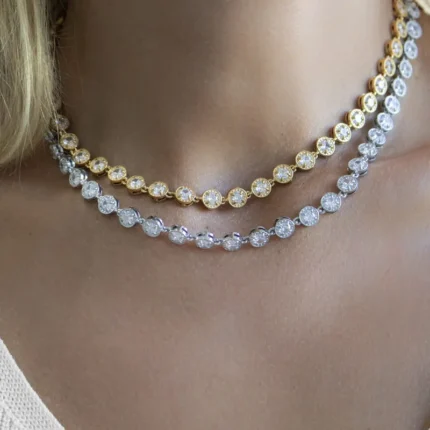 Ασημί ριβιέρα λαιμού από ανοιξείδωτο ατσάλι και ζιργκόν - Silver Shine