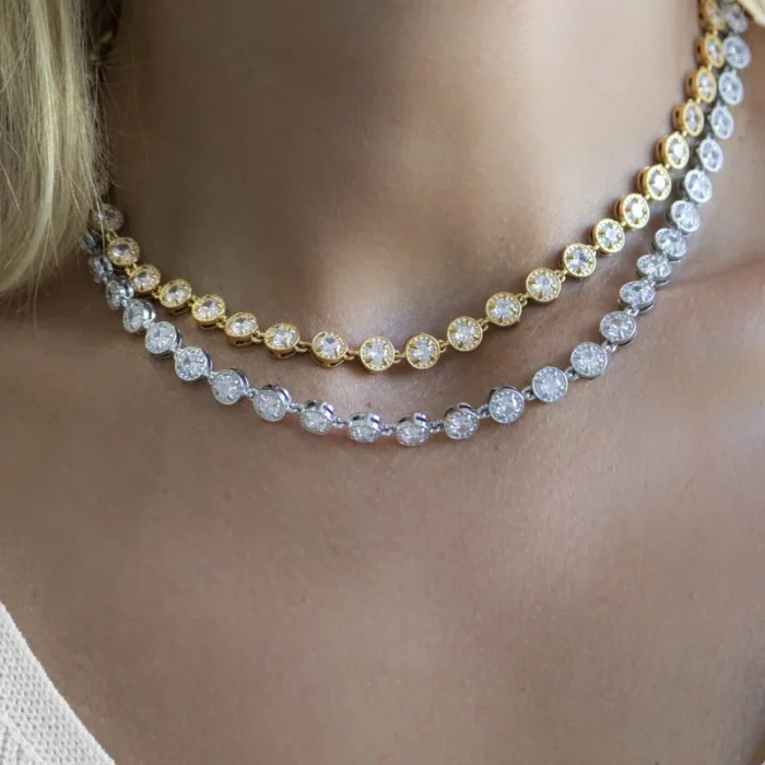 Ασημί ριβιέρα λαιμού από ανοιξείδωτο ατσάλι και ζιργκόν - Silver Shine