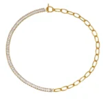 Ατσάλινο επίχρυσο κολιέ σε συνδυασμό αλυσίδας και ζιργκόν- Tennis Chain