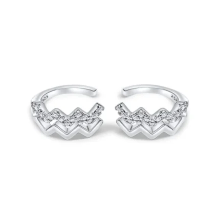 Ασημένια ear cuffs με ζιργκόν σε μοτίβο ζιγκ-ζαγκ -Silver Zigzag Ear Cuffs