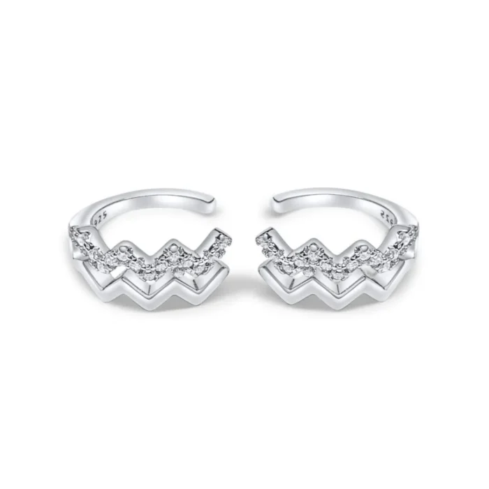 Ασημένια ear cuffs με ζιργκόν σε μοτίβο ζιγκ-ζαγκ -Silver Zigzag Ear Cuffs