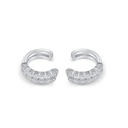 Ασημένια ear cuffs με διπλή σειρά ζιργκόν- Douple Series Ear Cuffs