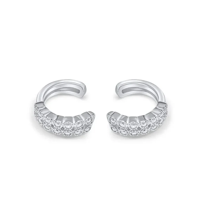 Ασημένια ear cuffs με διπλή σειρά ζιργκόν- Douple Series Ear Cuffs