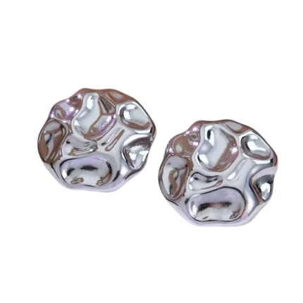 Ασημί σκουλαρίκια κυκλικό γλυπτό- Melting Silver