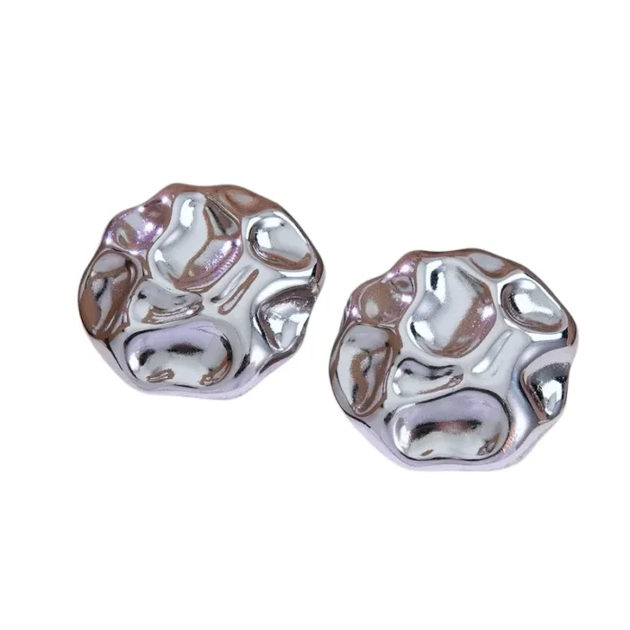 Ασημί σκουλαρίκια κυκλικό γλυπτό- Melting Silver