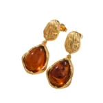Επίχρυσα σκουλαρίκια με σταγόνα από ρητίνη- Irregular Drop