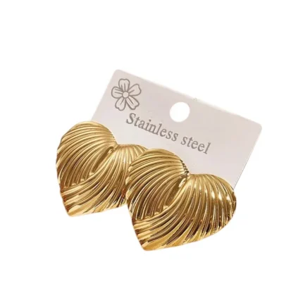 Επίχρυσα σκουλαρίκια καρδιές από ανοξείδωτο ατσάλι -Heart Studs