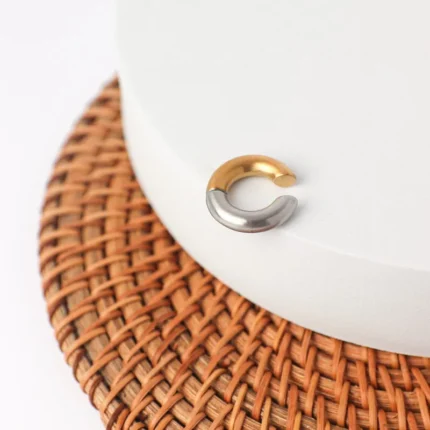 Ατσάλινο σκουλαρίκι ογκώδες ear cuff σε διχρωμία - Mixed Ear Cuff