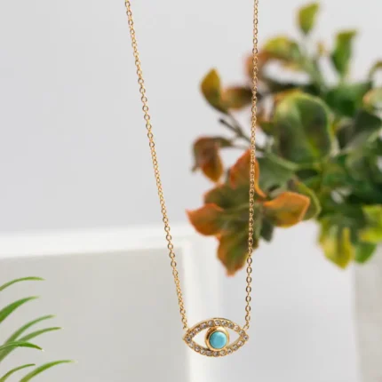 Επίχρυσο κολιέ ματάκι με ζιργκόν- Sparkling Εvil Eye