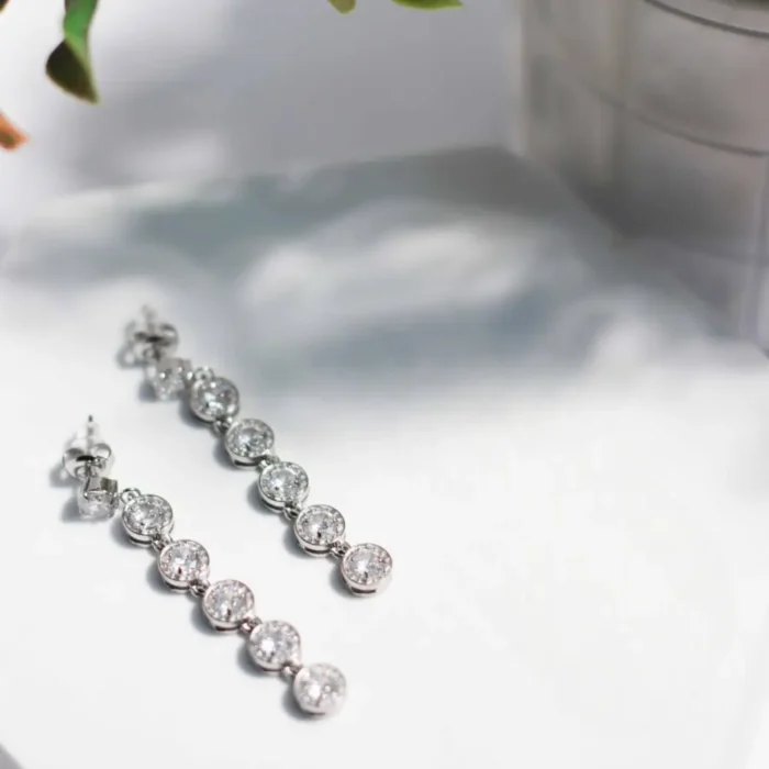 Ασημί Σκουλαρίκια Ριβιέρα- Silver Tennis Earrings