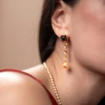 Επίχρυσα σκουλαρίκια με μαύρη πέτρα και πέρλα- Luxurious Vintage Earrings