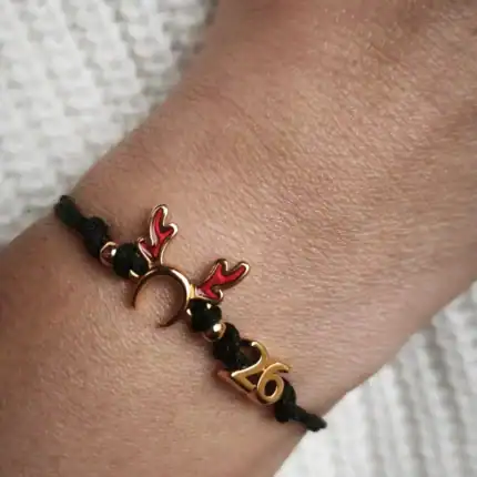 Βραχιόλι Γούρι 2026 - Κέρατα Ταράνδου με μαύρο κορδόνι