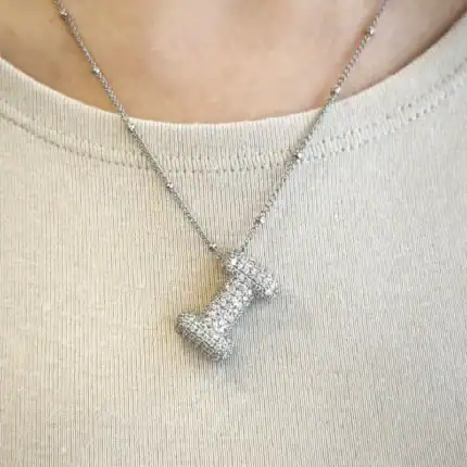 Ατσάλινο κολιέ σε ασημί απόχρωση Μονόγραμμα 'I' – Silver Balloon 'I'