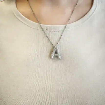 Ατσάλινο κολιέ σε ασημί απόχρωση Μονόγραμμα 'A' – Silver Balloon 'A'