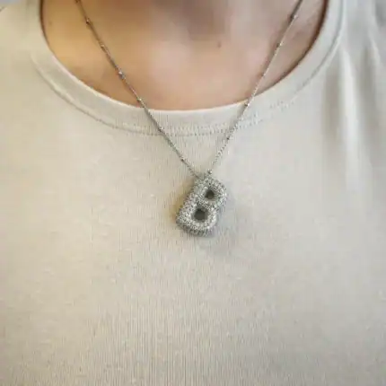 Ατσάλινο κολιέ σε ασημί απόχρωση Μονόγραμμα 'B' – Silver Balloon 'B'