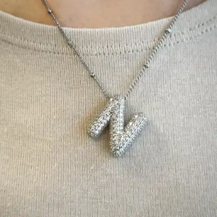 Ατσάλινο κολιέ σε ασημί απόχρωση Μονόγραμμα 'N' – Silver Balloon 'N'