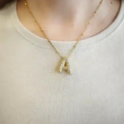 Επίχρυσο ατσάλινο κολιέ Μονόγραμμα 'Α' – Gold Balloon 'Α'