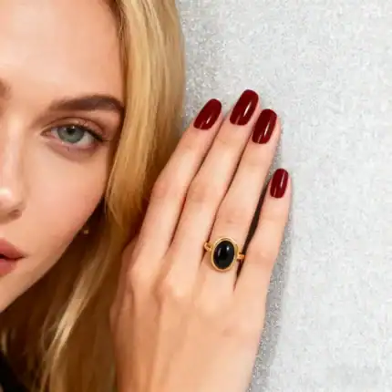 Επίχρυσο Δαχτυλίδι με μαύρη πέτρα – Black Stone Ring