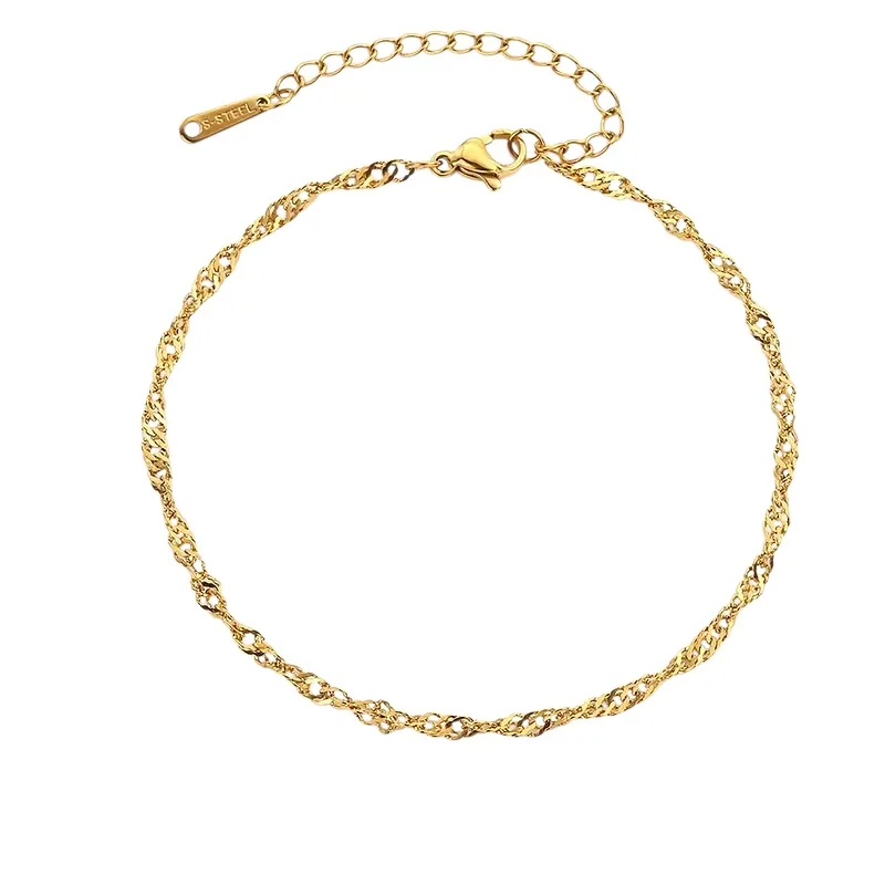 Επίχρυση αλυσίδα ποδιού από ατσάλι- Golden Twist Anklet