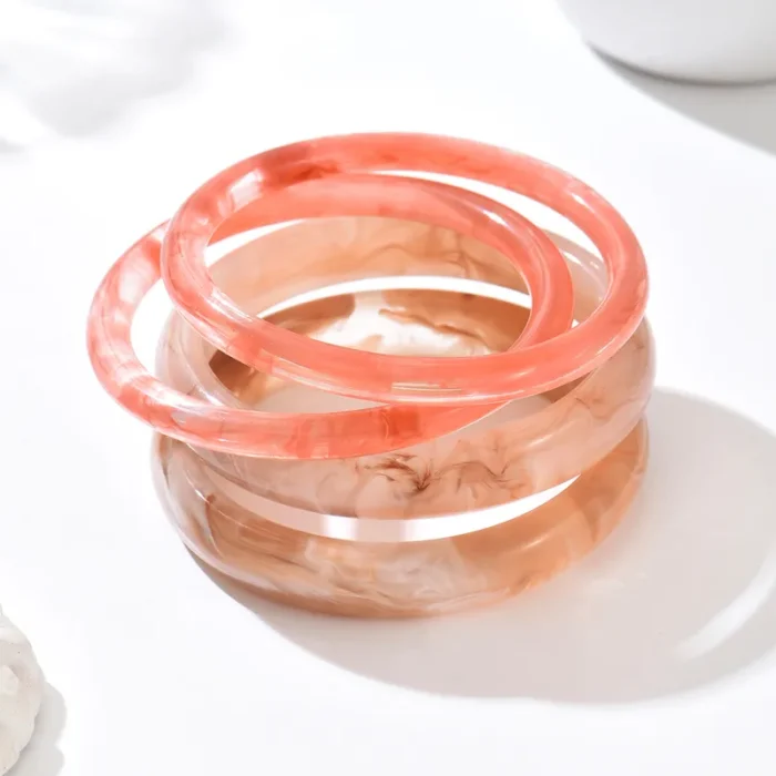 Σετ Ακρυλικών Βραχιολιών σε ροζ χρώμα- Sunset Swirl Bangle Set