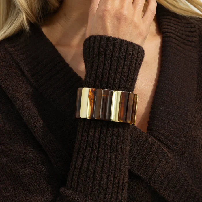 Βραχιόλι Ρητίνης καφέ/χρυσό- Amber Maze Bracelet