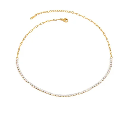 Επίχρυσο Τσόκερ Ριβιέρα με Ζιργκόν - Choker zircon Necklace