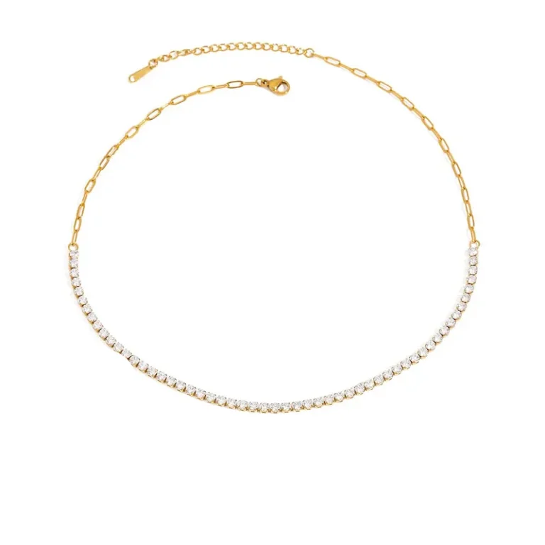 Επίχρυσο Τσόκερ Ριβιέρα με Ζιργκόν - Choker zircon Necklace