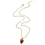 Επίχρυσο κολιέ από ανοιξείδωτο ατσάλι με φράουλα- Sweet Strawberry Necklace