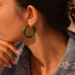 Επίχρυσοι Κρίκοι με Πράσινη Ρητίνη – Emerald Hoops