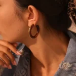 Επίχρυσοι Κρίκοι με Καφέ Ρητίνη – Brown Hoops