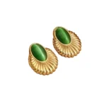 Επίχρυσα Vintage Σκουλαρίκια με Πράσινη Πέτρα- Vintage Green Stone Earrings